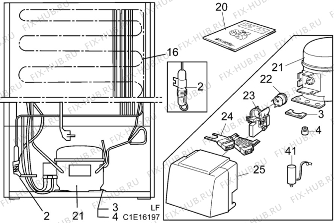 Взрыв-схема холодильника Elektro Helios FG2908 - Схема узла C10 Cold, users manual